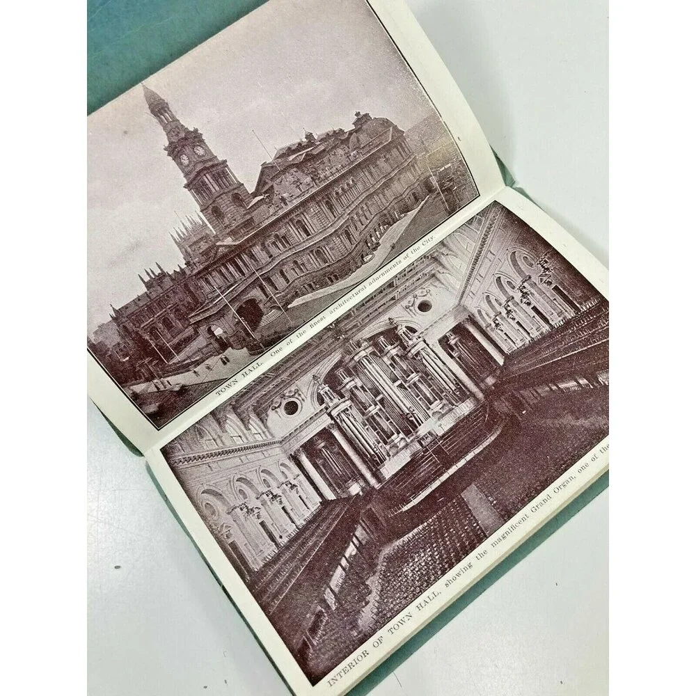 Sydney Australia Postcards 22 Picture Print Fold Out Unposted Blue Gold 1900s